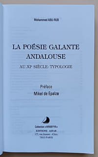 La Poésie galante andalouse au XIe siècle : typologie