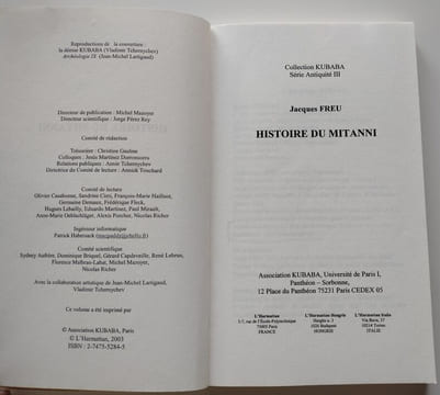 Lot de 7 livres sur les Hittites, comprenant : Les Hittites et leur histoire (trois volumes, 2007-2008). Histoire Du Mitanni, 2003 / Suppiluliuma et ...
