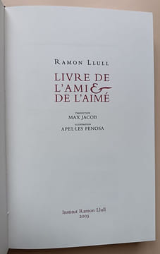 Livre de l'Ami & de l'Aimé. . llull, Ramon