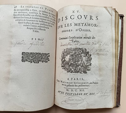 Élégie Pour Ovide - Les Métamorphoses d'Ovide - Le Jugement De Paris - XV Discours Sur Les Métamorphoses d'Ovide.. Ovide / Renouard, Nicolas ...