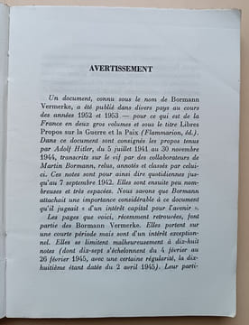 Le Testament politique de Hitler - Notes recueillies par Martin Bormann - Préface de H.R. Trevor-Roper - Commentaires de André François-Poncet - ...