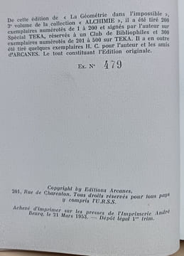 La géométrie dans l’impossible. Sternberg, Jacques