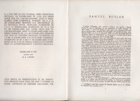 Erewhon, ou, de l'autre côté des montagnes.traduction de Valery Larbaud. BUTLER (S.).
