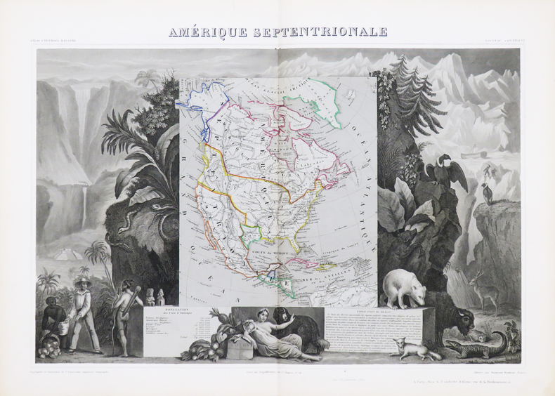AMERIQUE SEPTENTRIONALE ,Carte : DRESSEE EN 1845 par COMBETTE  . LEVASSEUR V.