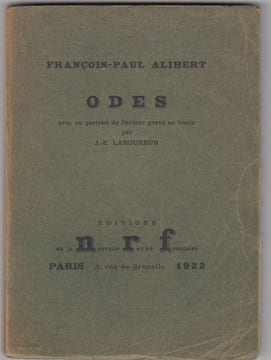 Odes.Avec un portrait de l'auteur gravé au burin par J. E. Laboureur.. Alibert, Francois-Paul: