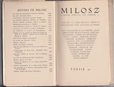 Hommage à Milosz. Milosz Oscar Venceslas de Lubicz (27 Mai 1877 - 2 mars 1939), Textes et documents inédits présentés par Armand Guibert. . Collectif ...