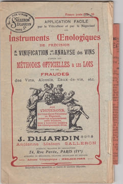 catalogue des instruments oenologiques de précision a la vinification et a l'analyse des vins. DUJARDIN J.,/Salleron