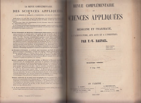 Revue complémentaire des sciences appliquées à la médecine et pharmacie, à l'agriculture, aux arts et à l'industrie, par F.-V. Raspail.PREMIER VOLUME ...