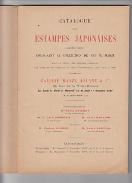 CATALOGUE DES ESTAMPES JAPONAISES (2e partie-5e vente) composant la Collection de feu M. Manzi.. ESTAMPES JAPONAISES