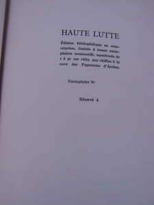Haute lutte, suite de 9 planches eaux-fortes et pointes seches de GUYADER (Anne-Marie),Robert PATIER,Robert BIAGIOLI,accompagnant 9 poemes de R.PATIER