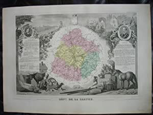 SARTHE,Carte  : DEPARTEMENT DE. LEVASSEUR V.