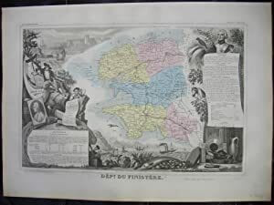 FINISTERE,Carte  : DEPARTEMENT DE. LEVASSEUR V.