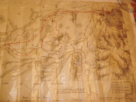 carte originale manuscrite a l’encre sur calque du Canal de Suez, . carte originale canal de suez