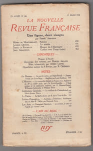 La Nouvelle Revue Francaise, N° 246, Mars 1934. 