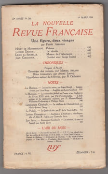 La Nouvelle Revue Francaise, N° 246, Mars 1934. . collectif LA NOUVELLE REVUE FRANCAISE