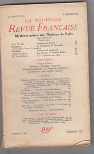 La Nouvelle Revue Francaise, N° 256, Janvier 1935.Mystères Galans Des Théâtres De Paris, Pages Inconnues De Baudelaire.