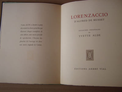 Lorenzaccio GOUACHES ORIGINALES DE YVETTE ALDE