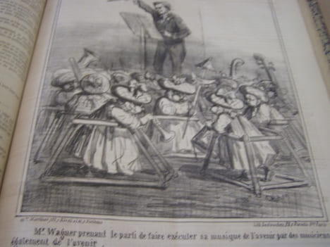 Wagner caricature - Lithographie -Portrait-charge. Cham, (Pseud. d' Amédée Charles Henri de Noé) Le Charivari.