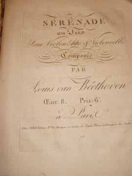 SERENADE EN TRIO pour Violon,Alto et Violoncelle composee par Louis Van Beethoven. Beethoven Ludwig van 1770 1827 - BEETHOVEN, Ludwig van 1770-1827
