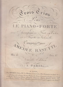 Trois trios pour le piano-forte avec accomp. de flute ou violon de Fagetto ou violoncelle partition oeuvre 13 N°1,prix 6 fr.