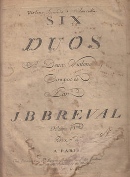 Six duos a deux violons,oeuvre 6. Breval Jean-Baptiste