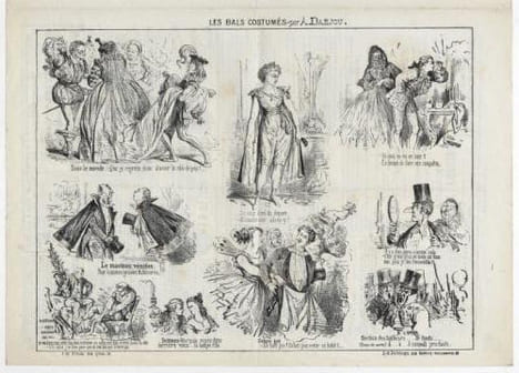 LES BALS COSTUMES nouveau pantheon charivarique- Lithographie. Darjou (Henri-Alfred)