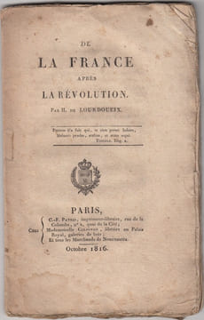 DE LA FRANCE APRES LA REVOLUTION. LOURDOUEIX,H.de,
