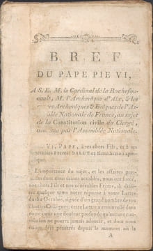 Bref du Pape Pie VI, à S.E. M. le Cardinal de La Rochefoucauld, M. l'archevêque d'Aix, & les autres archevêques et évêques de l'Assemblée Nationale de ...