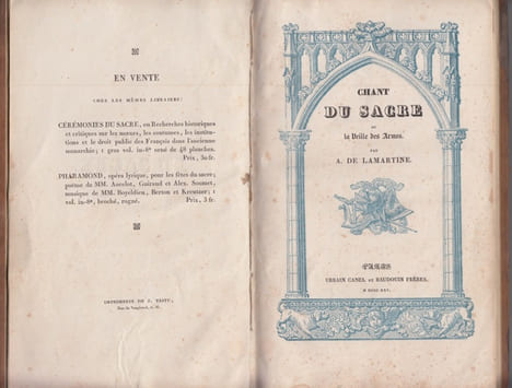 Chant du sacre ou la veille des armes. Par A. de Lamartine. LAMARTINE (Alphonse de).