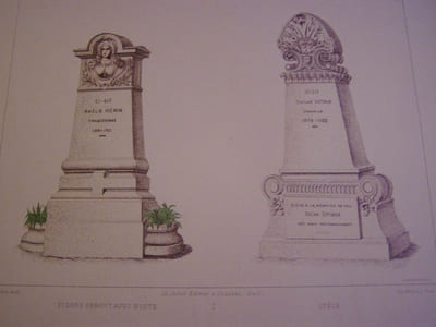 Nouveaux Modèles de Tombeaux. Par Raoul Brandon, Architecte, Professeur de la Ville de Paris, Premier prix en concours public, et E. Delrieu, Dessinateur. Avec le Concours de Divers Architectes, Dessinateurs, Sculpteurs, Entrepreneurs, etc.