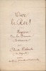 Vive le Roi,poeme manuscrit autographe. Deloncle, Charles,de Vayrols