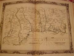 BRION DE LA TOUR  L . carte colori&eacute;e encadr&eacute;ed'une belle bordure grav&eacute;e, Partie du Roussillon et du Languedoc (45) DESNOS 1757,,pliure mediane jaunie, ...