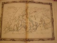 BRION DE LA TOUR  L carte colori&eacute;e encadr&eacute;e d'une belle bordure grav&eacute;e. Partie du Languedoc  et de la Provence (48) DESNOS 1757, ,pliure mediane ...