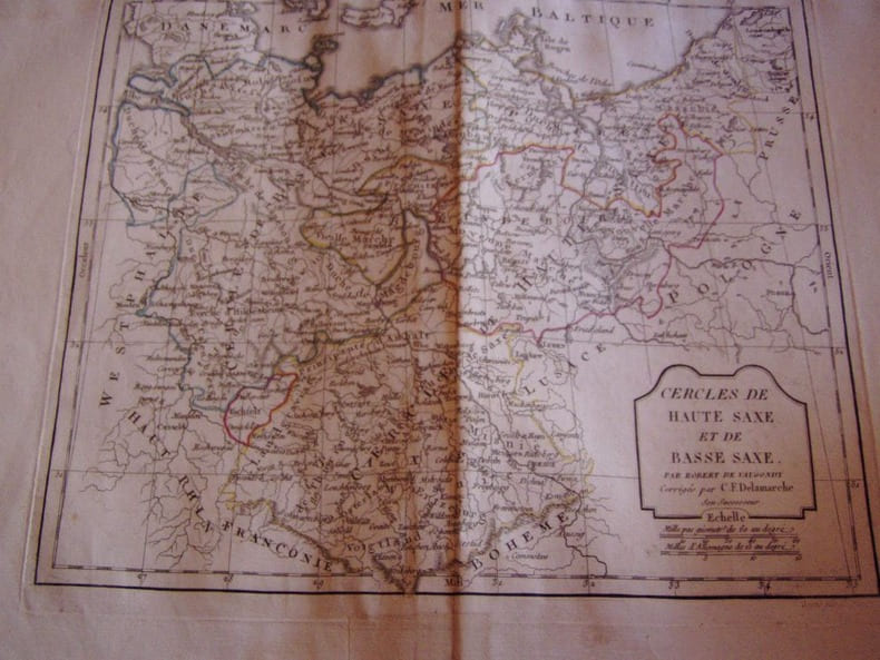 CARTE GEOGRAPHIQUE::Cercles de Haute et de Basse SAXE. Vaugondy, Robert de, Didier - Delamarche, Charles Francois