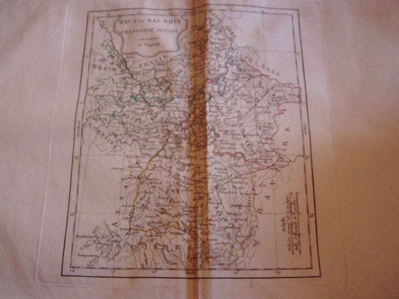 CARTE GEOGRAPHIQUE: Haut et Bas Rhin,Franconie souabe. Vaugondy, Robert de, Didier - Delamarche, Charles Francois
