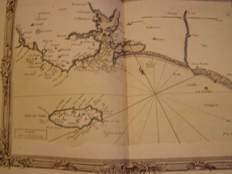BRION DE LA TOUR  L . carte colori&eacute;e encadr&eacute;e d'une belle bordure grav&eacute;e &icirc;le de Groix, ISLE DE GROA L’ORIENT LORIENT. BRION DE LA TOUR  L .