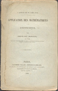 L'article 757 du Code civil, application des mathématiques à la jurisprudence, par Chéfik-Bey (Mansour)..