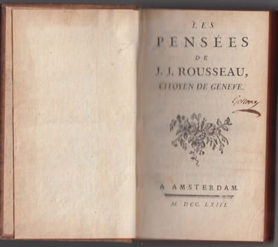 Les pensées de J.J. Rousseau citoyen de Genève . JEAN JACQUES ROUSSEAU