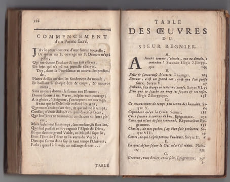LES OEUVRES DE Mr. REGNIER contenant ses satyres et autres piéces de poésie . REGNIER - Mathurin Régnier