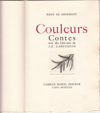 Couleurs. Contes avec des gravures de J.-E. Laboureur.. Gourmont (Remi De), Laboureur (J.-E.)- Jean-Emile LABOUREUR