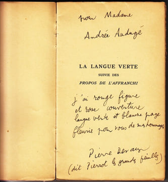 LA LANGUE VERTE suivie des PROPOS DE L AFFRANCHI, avec des illustrations de l auteur. DEVAUX Pierre