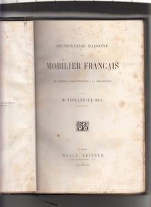 DICTIONNAIRE RAISONNE DE MOBILIER FRANCAIS DE L'EPOQUE CARLOVINGIENNE A LA RENAISSANCE, 6 TOMES complet,edition en partie originale