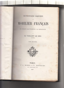 DICTIONNAIRE RAISONNE DE MOBILIER FRANCAIS DE L'EPOQUE CARLOVINGIENNE A LA RENAISSANCE, 6 TOMES complet,edition en partie originale
