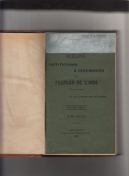 Moeurs,Institutions et Cérémonies des Peuples de l'Inde.Nouvelle édition enrichie d'une Préface et de Notes. . DUBOIS (J.A.)