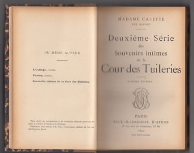 SOUVENIRS INTIMES DE LA COUR DES TUILERIES,2 volumes : tomes 1 et 2; série des souvenirs intimes de la cour des Tuileries