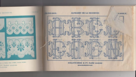 Alphabet de la Brodeuse. Lettres, chiffres, monogrammes et ornements à points comptés suivis d'une série de modèles avec calques pour broderie de ...