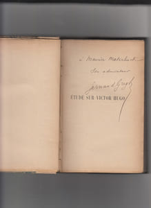 Etude sur Victor Hugo.Envoi autographe signé de l'auteur à Maurice Maeterlinck