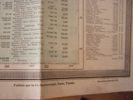 Carte du monde bi face Amerique nord sud et Europe Afrique,Asie, Australie texte en français -Large Map CHART OF THE WORLD STEAMER ROUTES . SCARBOROUG ...