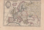 L'Europe Dressee sur les Observations de Mrs. de l'Academie Royale des Sciences- Carte gravée d'époque coloris époque avec feuillet de texte imprimé ...
