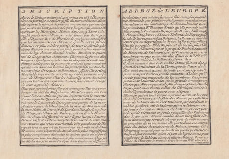 L'Europe Dressee sur les Observations de Mrs. de l'Academie Royale des Sciences- Carte gravée d'époque coloris époque avec feuillet de texte imprimé ...